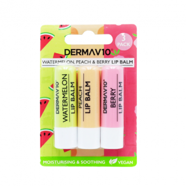 Derma V10 Vesimeloni Persikka & Marja huulirasva - 3 Pack - 3 Pack