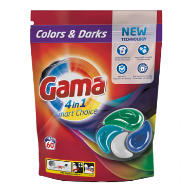 Gama 4-in-1 pesuainesäiliöt Tummat ja värilliset - 60 kpl