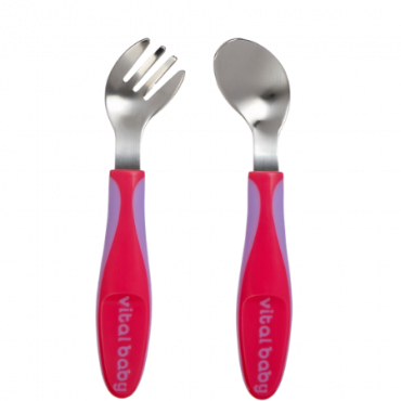 Vital Baby Nourish Growing Up kulmikkaat ruokailuvälineet - vaaleanpunainen