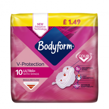 Bodyform V-Protection Ultra Terveyssiteet Siivekkeillä - 10 kpl