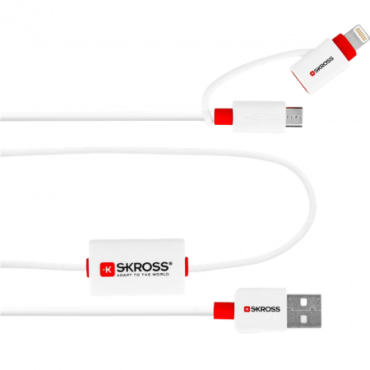 Skross Buzz 2in1 Charge'n Sync Alarm USB-A 2.0 - Lightning & USB Micro - 1 m