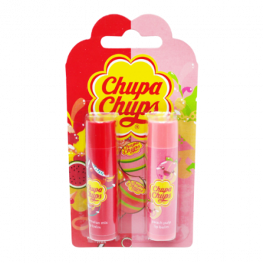 Chupa Chups vesimeloni & persikka huulirasva - 2 kpl