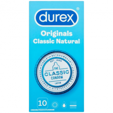 Durex Originals Classic Luonnonmukainen lateksikondomi 10 kpl