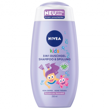 Nivea 3-in-1 lasten shampoo ja hoitoaine 250 ml