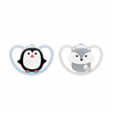 NUK Space Soother 0-6mdr 2-pack - Pingviini ja susi