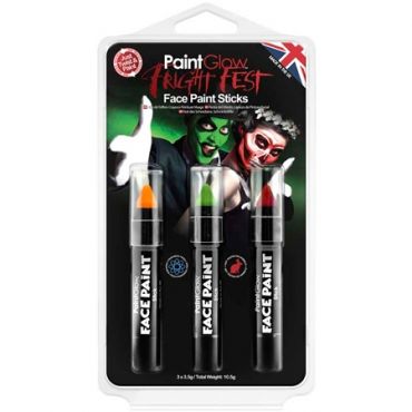 PaintGlow Fright Fest Paint Sticks kasvomaali - 3 kpl