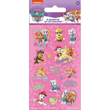 Paw Patrol vaaleanpunainen osapuoli tarroja 6 arkkia