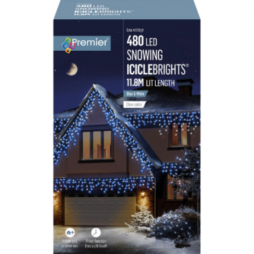 Premier 480 LED-valoketju Lumihiutale - 11 8m