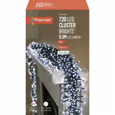 Premier 720 LED Cluster-valoketju - 9 3m