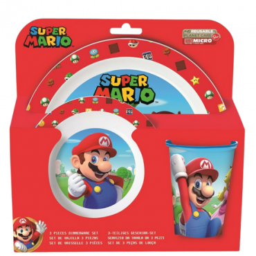 Suuri Super Mario mikroaaltouunin syömissetti lahjapakkaus 3 kpl