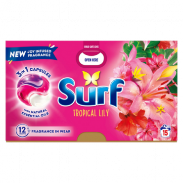 Surf 3-in-1 Trooppinen lilja pesupussit - 15 kpl.