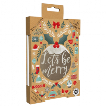 Tom Smith Ylellinen joulukortti Let's Be Merry - 12 kpl
