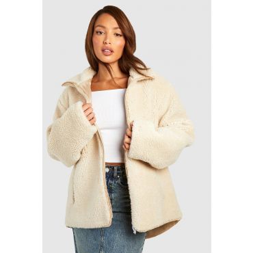 "Tall" - Veste Zippée En Synthétique - Gris Pierre - 46, Gris Pierre