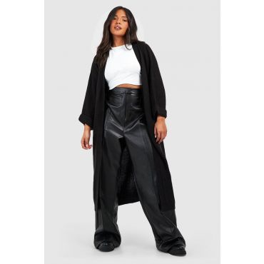 Grande Taille - Cardigan Oversize En Maille Côtelée - Noir - 46, Noir