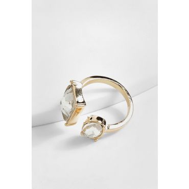 Bague Avec Strass En Métal - Jaune Or - One Size, Jaune Or