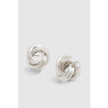 Boucles D'Oreilles Torsadées Strassées - Gris - Argent - One Size, Gris - Argent