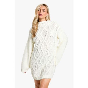 Robe Pull À Col Ras Du Cou Et Dos Nu - Blanc Cassé - L, Blanc Cassé