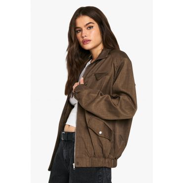 Bomber Oversize Habillé - Marron Moka - 44, Marron Moka