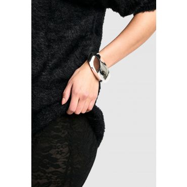 Bracelet Jonc Abstrait Argenté - Gris - Argent - One Size, Gris - Argent