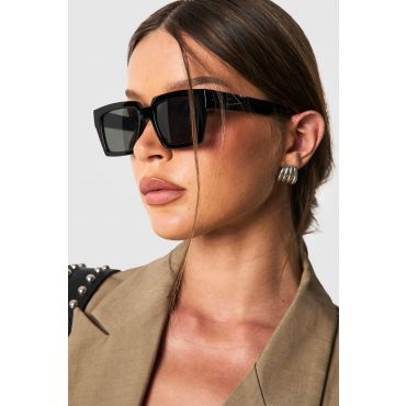 Lunettes De Soleil Rectangulaires À Monture Noire - One Size, Noir