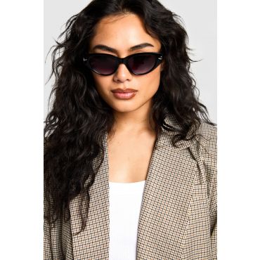 Lunettes De Soleil Œil De Chat Argentées - Noir - One Size, Noir