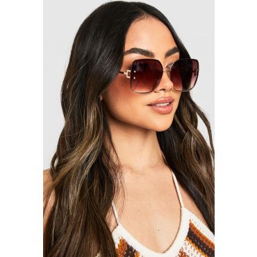 Lunettes De Soleil Rondes - Jaune Or - One Size, Jaune Or