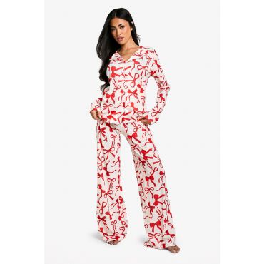 Ensemble De Pyjama À Imprimé Nœud - Rouge - 40, Rouge