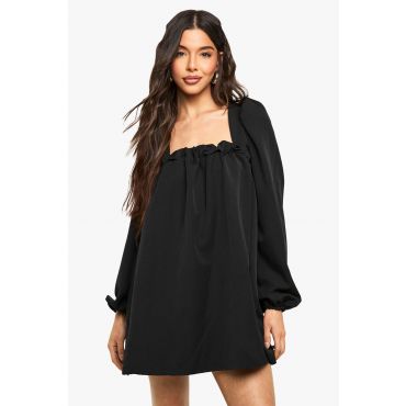 Robe Babydoll À Manches Longues Bouffantes - Noir - 36, Noir