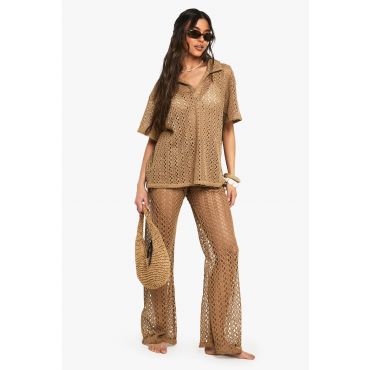 Pantalon De Plage Large En Crochet - Chair - 38, Chair