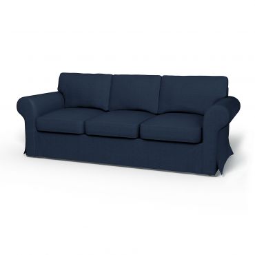 IKEA - Ektorp 3 Seater Sofa Bed Cover, Navy Blue, Linen - Bemz