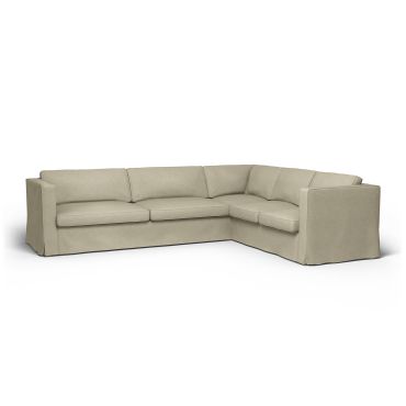 IKEA - Karlstad Corner Sofa Cover (3+2), Soft White, Bouclé & Texture - Bemz
