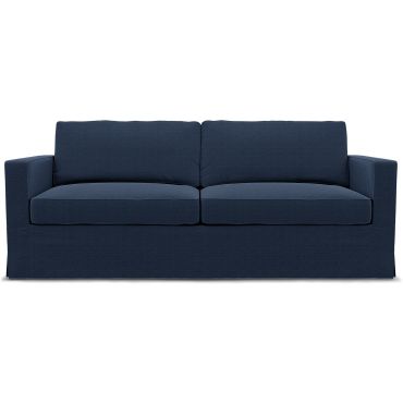 IKEA - Karlstad 3 Seater Sofa Cover, Navy Blue, Linen - Bemz