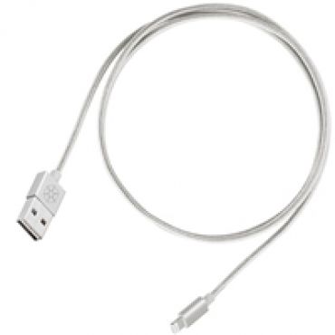 Lightning - USB-A -kaapeli, MFI, symmetrinen, punottu, 1m, hopea