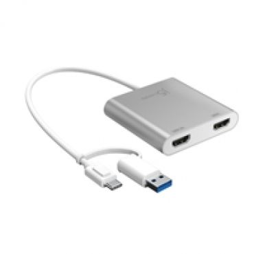 USB-C /A -> 2x HDMI -adapteri, hopea