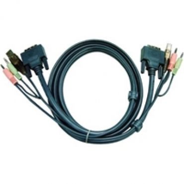 KVM-kaapeli, DVI-D/2x3,5mm/USB A > DVI-D/2x3,5mm/USB B, u -u, 3m