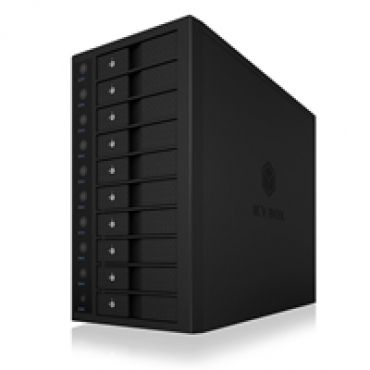 Ulkoinen SINGLE-järjestelmä 10 x 3.5" SATA-kiintolevylle, USB 3.2 Gen2, musta