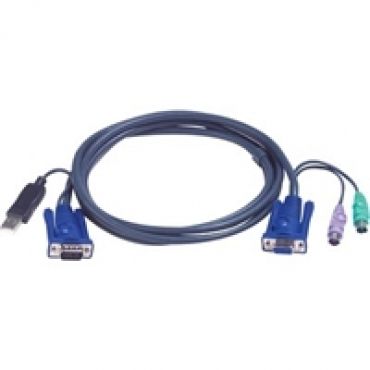 KVM-kaapeli, HD15 u & USB A-tyyppi u > HD15 n & 2xPS/2 u, 6m