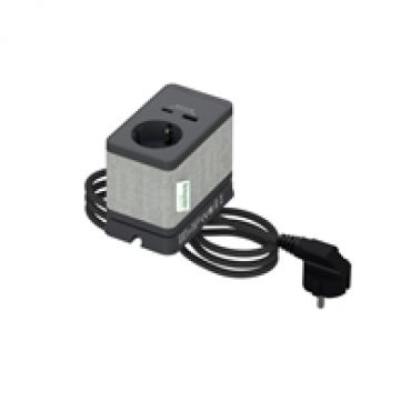 Unica System+, pöytäpistorasia 1x Schuko 16A + USB A+C 3,1A, antrasiitti