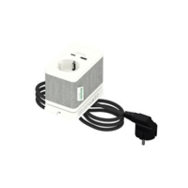 Unica System+, pöytäpistorasia 1x Schuko 16A + USB A+C 3,1A, valkoinen