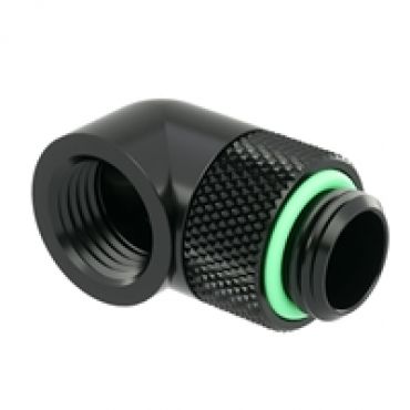 Adapteri, 90°, G1/4" uros -> G1/4" naaras, kierrettävä, musta