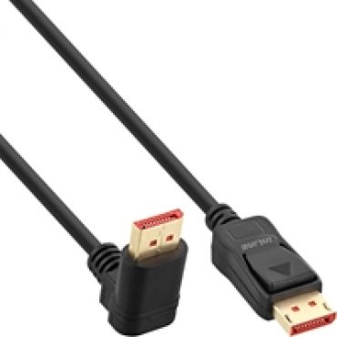 DisplayPort 1.4 -näyttökaapeli, kulma ylös, 1m, musta
