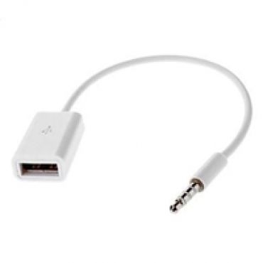 USB-A-naaras -> 3,5mm adapterikaapeli, 20cm, valkoinen