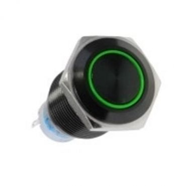 Vandal -kytkinpainike, 19mm, vihreä LED