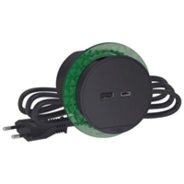 Unica System+, pöytälatauslaite USB-A + USB-C 3,1A, antrasiitti