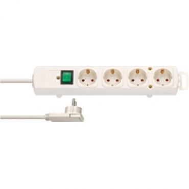 Comfort-Line Plus, maadoitettu jatkojohto kytkimellä, 4x Schuko, 2m, valkoinen