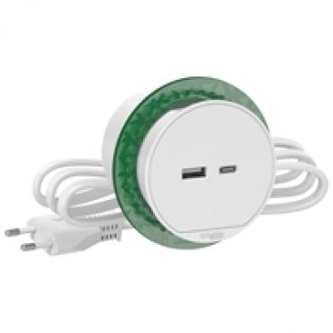 Unica System+, pöytälatauslaite USB A+C 3,1A, valkoinen