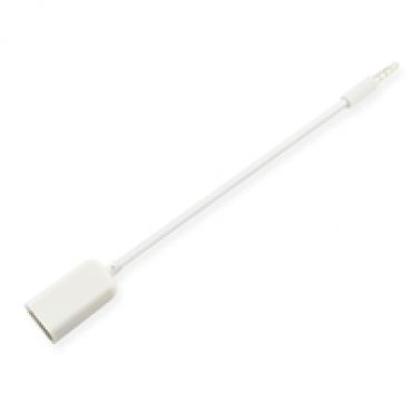 3,5mm -> USB-A naaras -adapterikaapeli, 20cm, valkoinen