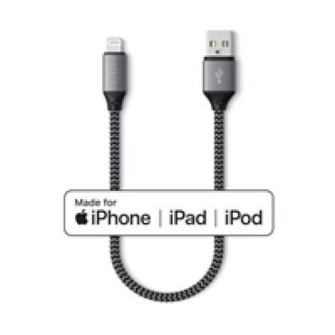 Lightning - USB-A -kaapeli, MFI, 0,25m, gunmetal