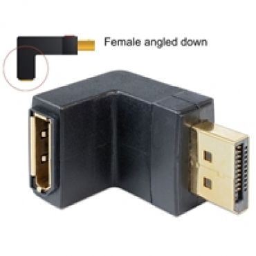 Displayport 1.1 -kulma-adapteri, 90 asteen kulma alas, musta