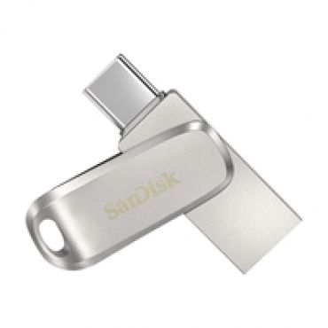 512GB Ultra Dual Drive Luxe, 3.2 Gen1 USB-A+C -muistitikku, 400 MB/s, hopea